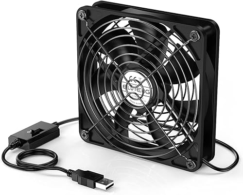 ELUTENG 120mm USB Lüfter 5V mit 3 Einstellbare Geschwindigkeiten, USB PC Computer Lüfter USB Ventilator 120mm Axiallüfter Kompatibel mit Computer/PS4/TV Box/Empfänger/AV-Kabine/Router von ELUTENG