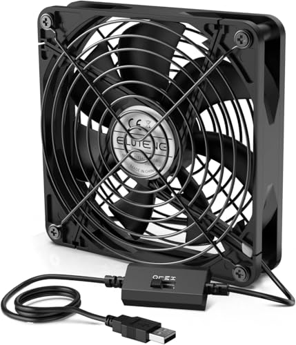 ELUTENG 140mm USB Lüfter PC Lüfter mit 3 Einstellbare Geschwindigkeiten,USB Ventilator 140mm 5V PC Lüfter USB PC Ventilator Kompatibel mit Computer/PS4 /TV Box/AV Schrank/Router von ELUTENG