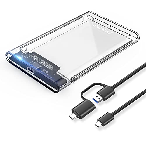 ELUTENG 2,5 Zoll Festplattengehäuse USB C 5 Gbps, USB 3.1 Gen1 SATA Externe SSD Gehäuse für 2,5 Zoll SSD und HDD 9.5mm/7mm bis zu 6TB, UASP unterstützt, mit USB C 3.1 Kabel, Werkzeugfrei von ELUTENG