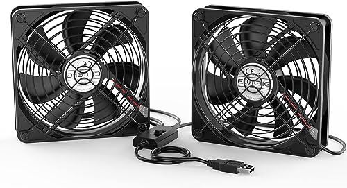 ELUTENG 2 in 1 USB Lüfter 140mm 5V, Doppel USB PC Ventilator USB Computer PC Lüfter 140mm Gehäuselüfter mit 3 Einstellbare Geschwindigkeiten für PS4/Laptop/TV Box/AV Schrank/Router von ELUTENG