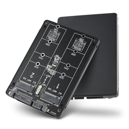 ELUTENG Dual M.2 NGFF SSD zu SATA Adapter Konverter Gehäuse für B Key/B&M Key M.2 NGFF SDD zu SATA III Festplattengehäuse für 2280 2260 2242 2230 Funktioniert Nicht für NVME SSD zu SATA/USB. von ELUTENG