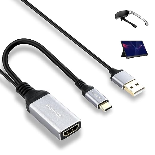 ELUTENG HDMI auf USB C Adapter Kabel 4K@60Hz mit USB A Kabel, HDMI auf USB Typ C Kabel Thunderbolt 4/3 Kabel,Kompatibel mit MacBook Pro,Mac Air,Microsoft Surface,5.Nreal Air Adapter von ELUTENG