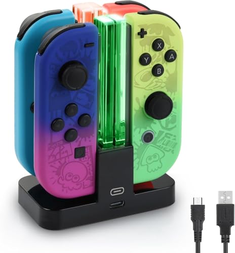 ELUTENG Ladestation für Switch Controller, Controller Ladestation Kompatibel mit Nintendo Switch&Switch OLED JoyCons, Ladegerät mit LED Anzeigeleuchte Und 3-3Ft Typ-C USB Ladekabel ELUTENG Ladestation für Switch Controller, Controller Ladestation Kompatibel mit Nintendo Switch&Switch OLED JoyCons, Ladegerät mit LED Anzeigeleuchte Und 3-3Ft Typ-C USB Ladekabel von ELUTENG