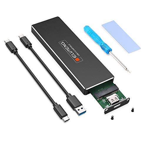 ELUTENG M.2 SATA SSD Gehäuse Adapter USB C 3.2 Gen1 6 Gbps, M.2 NGFF SATA Festplattengehäuse USB C Adapter für B Key und B+M Key 2230 2242 2260 2280 SSD mit USB und USB C Kabel von ELUTENG