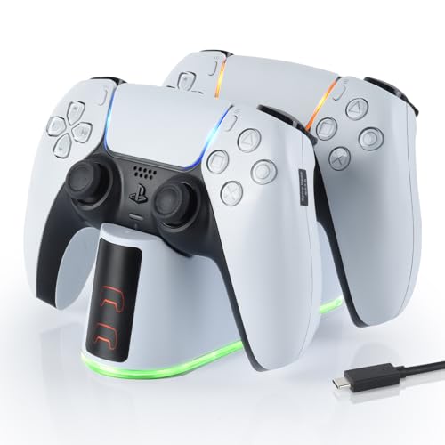 ELUTENG PS5 Controller Ladestation, PS5 Ladestation Controller mit 2-Stunden-Ladechip, Ladegerät für Playstation 5 DualSense & Edge Controller, PS5 Zubehör mit LED Lichtanzeige & USB C Kabel, Weiß ELUTENG PS5 Controller Ladestation, PS5 Ladestation Controller mit 2-Stunden-Ladechip, Ladegerät für Playstation 5 DualSense & Edge Controller, PS5 Zubehör mit LED Lichtanzeige & USB C Kabel, Weiß von ELUTENG