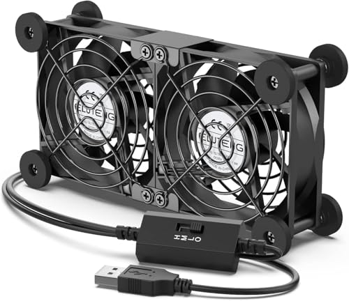 ELUTENG USB Lüfter 80mm 5V 2 in 1 mit 3 Einstellbare Geschwindigkeiten, Doppelt USB Ventilator 80mm PC Lüfter USB Computer Ventilator mit 8 Stoßdämpfenden Füßen für PS5 PS4 Laptop TV Box Router ELUTENG USB Lüfter 80mm 5V 2 in 1 mit 3 Einstellbare Geschwindigkeiten, Doppelt USB Ventilator 80mm PC Lüfter USB Computer Ventilator mit 8 Stoßdämpfenden Füßen für PS5 PS4 Laptop TV Box Router von ELUTENG