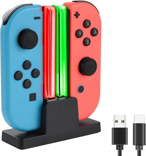 ELUTENG Ladestation für Switch Controller, Kompatibel mit Nintendo Switch JoyCons, LED Anzeigeleuchte Und 3-3Ft Typ-C USB Ladekabel ELUTENG Ladestation für Switch Controller, Kompatibel mit Nintendo Switch JoyCons, LED Anzeigeleuchte Und 3-3Ft Typ-C USB Ladekabel von ELUTENG