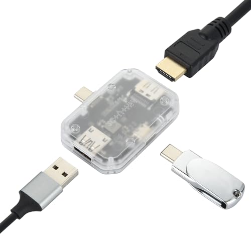 ELUTENG USB C HDMI Adapter 3 in 1, USB-C Multiport Adapter mit 100W PD, USB C Docking Station mit 4K@30Hz HDMI und USB 3.0 5Gbps, Transparent USB C Hub Kompatibel mit MacBook/Dell XPS/iPad Pro von ELUTENG
