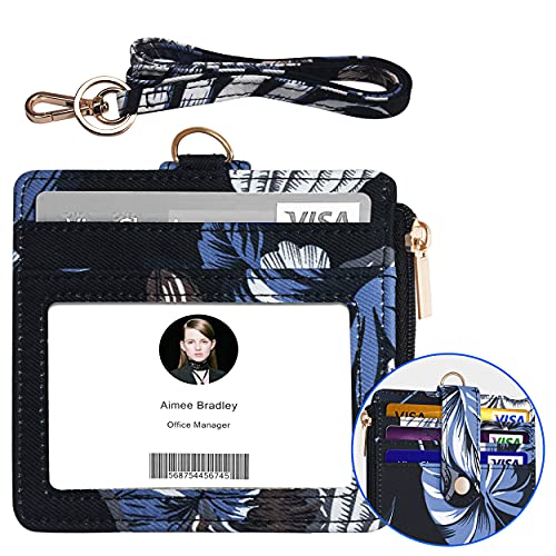 ELV Ausweishalter mit Reißverschluss, Ausweishalter mit 5 Kartenfächern, 1 seitlichem RFID-blockierendem Fach und 50,8 cm Umhängeband für Büroausweis, Schulausweis, Führerschein (horizontal) von ELV
