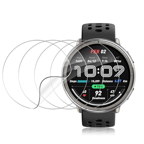 ELYCO Displayschutz Kompatibel mit Amazfit Active 2 Schutzfolie [Volle Abdeckung][Nicht-Glas], [4 Stück] Blasenfrei Flexibel TPU 3D Displayschutzfolie, Anti-Kratzen HD Wasserdicht Schutz Folie von ELYCO