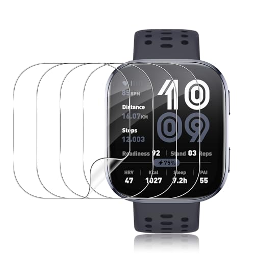 ELYCO Displayschutz Kompatibel mit Amazfit Bip 6 Schutzfolie [Volle Abdeckung][Nicht-Glas], [4 Stück] Blasenfrei Flexibel TPU 3D Displayschutzfolie, Anti-Kratzen HD Wasserdicht Schutz Folie von ELYCO