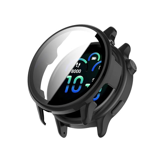 ELYCO Kompatibel mit Garmin Vivoactive 6 Hülle, [1 Stück] 360 Grad Rundum Stoßfeste Schutzhülle mit HD Displayschutz, Kratzfeste Hard PC Ultra Dünne Cover [Schwarz] von ELYCO