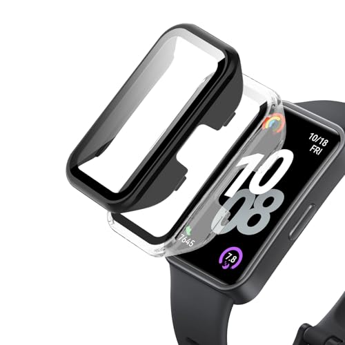 ELYCO Kompatibel mit HUAWEI Band 10 Hülle, [2 Stück] 360 Grad Rundum Stoßfeste Schutzhülle mit HD Displayschutz, Kratzfeste Hard PC Ultra Dünne Cover [Schwarz + Transparente] von ELYCO