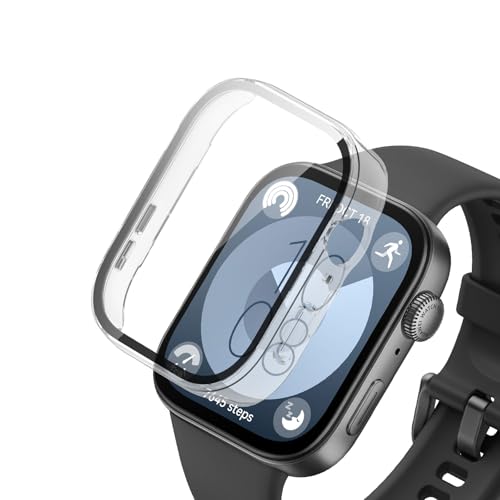 ELYCO Kompatibel mit Huawei Watch Fit 3 Hülle, [1 Stück] 360 Grad Rundum Stoßfeste Schutzhülle mit HD Displayschutz, Kratzfeste Hard PC Ultra Dünne Cover [Transparente] von ELYCO