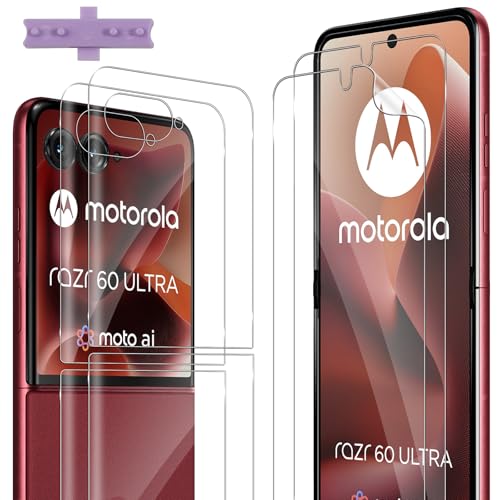 ELYCO Kompatibel mit Motorola Moto Razr 60 Ultra Schutzfolie, 4 Stück Weiche TPU Displayschutz (2 Stück Externe + 2 Stück Innere Schutzfolie), Anti-Kratzen Blasenfrei HD Schutz von ELYCO