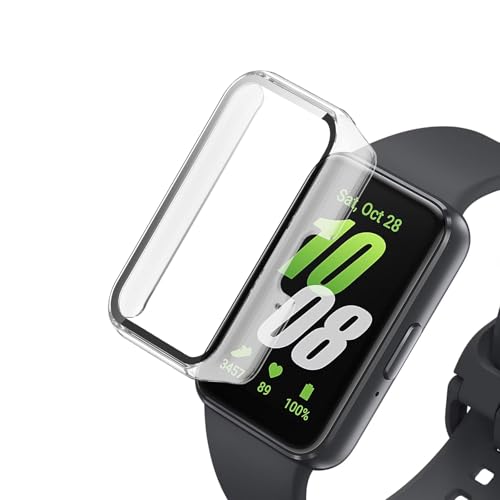 ELYCO Kompatibel mit Samsung Galaxy Band Fit 3 Hülle, [1 Stück] 360 Grad Rundum Stoßfeste Schutzhülle mit HD Displayschutz, Kratzfeste Hard PC Ultra Dünne Cover [Transparente] von ELYCO