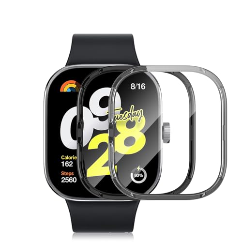 ELYCO Kompatibel mit Xiaomi Redmi Watch 4 Hülle, [2 Stück] 360 Grad Rundum Stoßfeste Schutzhülle mit HD Displayschutz, Kratzfeste Hard PC Ultra Dünne Cover [Schwarz + Transparente] von ELYCO