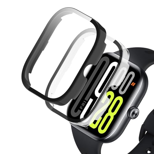 ELYCO Kompatibel mit Xiaomi Redmi Watch 5 Hülle, [2 Stück] 360 Grad Rundum Stoßfeste Schutzhülle mit HD Displayschutz, Kratzfeste Hard PC Ultra Dünne Cover [Schwarz + Transparente] von ELYCO