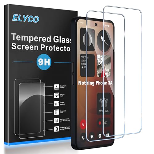 ELYCO Schutzfolie Kompitabel mit Nothing Phone 3A / 3A Pro für Panzerglas, [2 Stück] Anti-Kratzer, 9H Härte Glas, HD Displayschutzfolie, Splitterfest, Anti-Öl, Anti-Bläschen Schutzglas von ELYCO