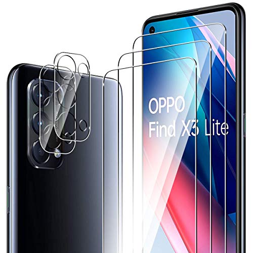 ELYCO Schutzfolie kompatibel mit Oppo Find X3 Lite für Panzerglas, 3 Stück Panzerfolie & 2 Stück Kamera Schutzfolie, 9H Härte Anti-Kratzer Blasenfrei HD Klar Kameraschutz & Displayschutzfolie von ELYCO