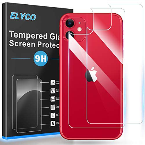 ELYCO Schutzfolie kompatibel mit iPhone 11 6.1" Rückseite für Panzerglas, [2 Stück] 9H Härte Anti-Öl/Anti-Kratzer/Anti-Kratzer Blasenfreie Rückseite Panzerfolie für kompatibel mit iPhone 11 von ELYCO