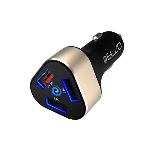 ELZO Autoladegerät, 3 Ports Car Charger USB Ladegerät Schnellladegerät, Quick Charge 3.0, 42W Kfz Ladegerät, kompatibel mit iPhone, mit iPad, Samsung Galaxy S20/S20 Ultra/S10 Note 20, Huawei, Xiaomi von ELZO