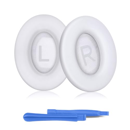 ELZO Ohrpolster für Bose QuietComfort 45 (QC45), Premium Ersatzpolster für QuietComfort SE (QC SE)/New Quiet Comfort Wireless Over-Ear Kopfhörern, Ersatzpolster mit weicherem Protein-Leder, Weiss von ELZO