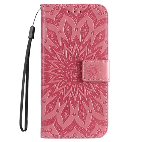 ELzEy iPhone 15 Plus Hülle, iPhone 15 Plus 3D Prägung PU Ledertasche Hülle, Wallet Ledertasche Tasche Handytasche Leder mit Kartenfächer Magnetverschluss Kompatibel mit iPhone 15 Plus - Rosa von ELzEy