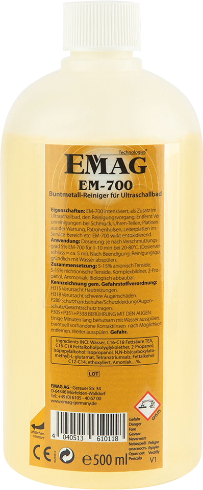 EMAG EM700 - Ultraschall-Reinigungskonzentrat, für Buntmetalle, 500 ml von EMAG