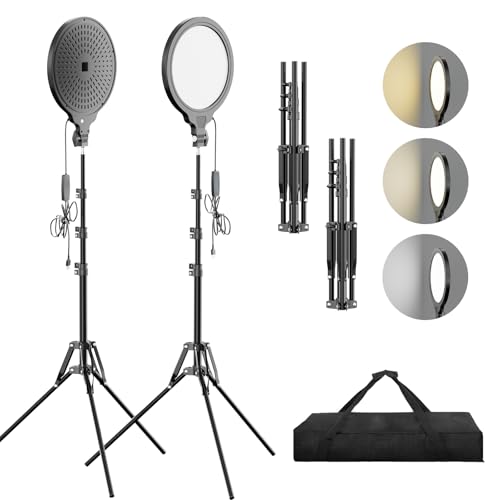 25,4 cm Videoleuchte mit Stativständer, 2 Stück, dimmbar, 3 Farben, 2700–6500 K, LED-Studio-Beleuchtung, EMART Kreis, Selfie-Ringlicht für Fotografie, Live-Streaming-Aufnahme 25,4 cm Videoleuchte mit Stativständer, 2 Stück, dimmbar, 3 Farben, 2700–6500 K, LED-Studio-Beleuchtung, EMART Kreis, Selfie-Ringlicht für Fotografie, Live-Streaming-Aufnahme von EMART