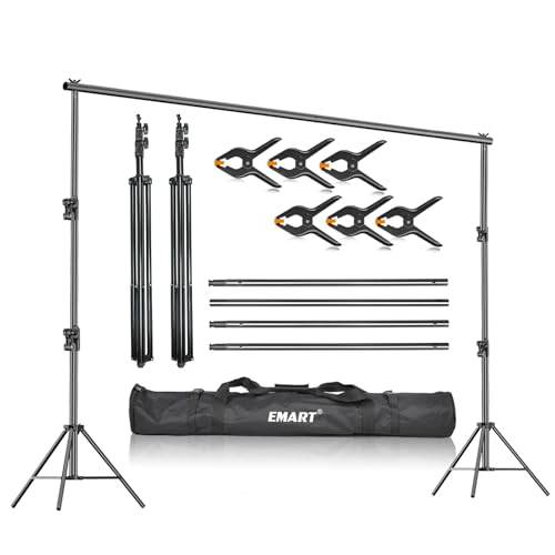 EMART Foto Hintergrund Ständer 2,8x3m, Hintergrundsystem Stabiles Belastbar bis 13,6kg mit 6 Klemmen, Background Stand für Fotostudio Greenscreen, Hintergrundkarton, Projector Screen EMART Foto Hintergrund Ständer 2,8x3m, Hintergrundsystem Stabiles Belastbar bis 13,6kg mit 6 Klemmen, Background Stand für Fotostudio Greenscreen, Hintergrundkarton, Projector Screen von EMART