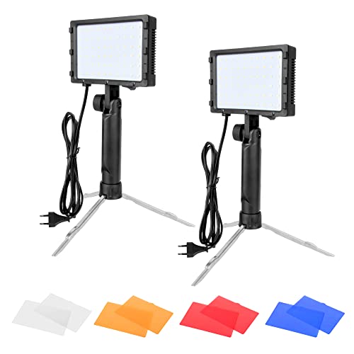 EMART 2 Pack Fotolicht LED Video Licht Fotografie 5500K LED Videoleuchte mit Stativ, Farbfiltern, Dimmbare Fotolampe für Produktfotografie, Makro Aufnahmen, mit EU Stecker von EMART