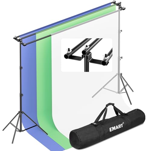 EMART 3-in-1 Foto Hintergrundsystem für Fotostudios, 2,6mx3m Verstellbar Foto Hintergrund Ständer, Hochbelastbare Fotohintergrund Ständer für Studio Photo, Porträt Produkt Fotografie, Party, Hochzeit EMART 3-in-1 Foto Hintergrundsystem für Fotostudios, 2,6mx3m Verstellbar Foto Hintergrund Ständer, Hochbelastbare Fotohintergrund Ständer für Studio Photo, Porträt Produkt Fotografie, Party, Hochzeit von EMART