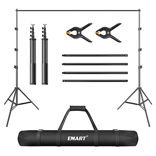 EMART Foto Hintergrund Ständer 2,6m x 3m, Verstellbare Hintergrundsystem Fotografie Kit mit 2 Federklemmen für Fotostudio, Porträt, Produktfotografie, Live-Streaming, Party, Hochzeit von EMART