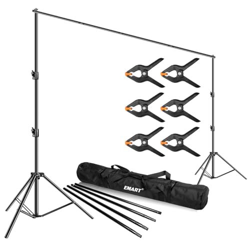 EMART Foto Hintergrund Ständer 3 X 3,6M, Verstellbarer Hintergrundsystem Fotografie mit 2 Hintergrundklemmen und Tragetasche für Fotostudio, Porträt, Produkt, Video, Party, Hochzeit von EMART