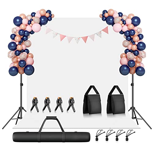 EMART Foto Hintergrund Ständer mit Weiß Screen, 2x3m Verstellbarer Hintergrundsystem, 1,8x2,8m Foto Hintergründe Weiß für Produkt Porträt Photo Video Studio Fotografie von EMART