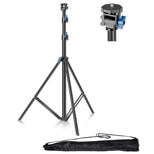 EMART Fotografie Lichtstativ 200cm, Leichte Stativständer mit 1/4 Schwenkkopf, 180 Grad Schwenkbares Licht Stativ für Ringlichter, Kameras und Anderes Equipment(Schwarz, 1 Stück) von EMART