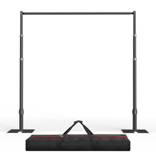 EMART Fotohintergrund Ständer Heavy Duty 3x3M, Crossbar Rohr und Drapierungen Hintergrundsystem, Verstellbare Metallrahmen mit Flachen Boden für Hochzeit, Geburtstag Party Dekorationen - Schwarz von EMART