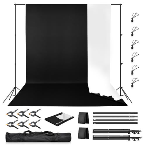 EMART Fotostudio Hintergrundsystem Set, 2 in 1 Hintergrund Schwarzer und Weiß 1,8x2,8m mit Foto Hintergrund Ständer 2x3m für Photo Video Studio, Zoom, YouTube, Online-Meetings EMART Fotostudio Hintergrundsystem Set, 2 in 1 Hintergrund Schwarzer und Weiß 1,8x2,8m mit Foto Hintergrund Ständer 2x3m für Photo Video Studio, Zoom, YouTube, Online-Meetings von EMART