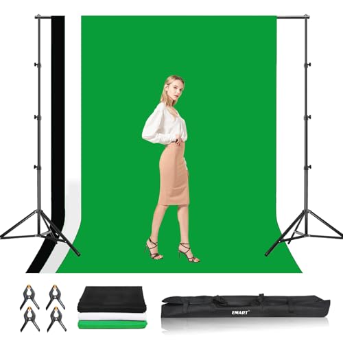 EMART Hintergrundsystem mit Stoff, Professionelles Fotostudio Set 2,6×3m Foto Hintergrund Ständer Set mit Fotohintergrund und 4 Federklemm für Fotografie, Videoaufnahme YouTube EMART Hintergrundsystem mit Stoff, Professionelles Fotostudio Set 2,6×3m Foto Hintergrund Ständer Set mit Fotohintergrund und 4 Federklemm für Fotografie, Videoaufnahme YouTube von EMART