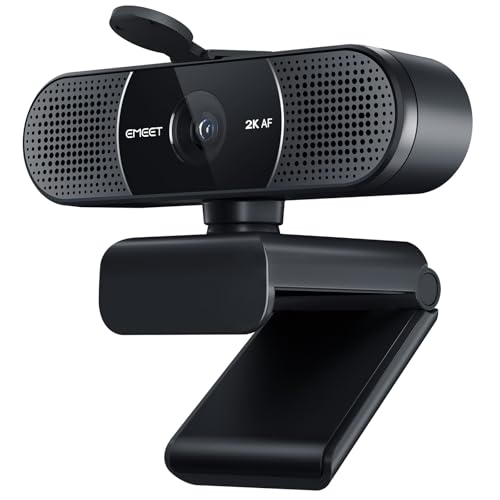 EMEET 2K Webcam - C960 2K Webcam mit Dual Mikrofon, Webcam mit Objektivabdeckung, 76° Streaming Kamera mit Automatische Lichtkorrektur, TOF Autofokus, PC Webcam Ideal für Zoom, Skype, Win10, Mac OS von EMEET