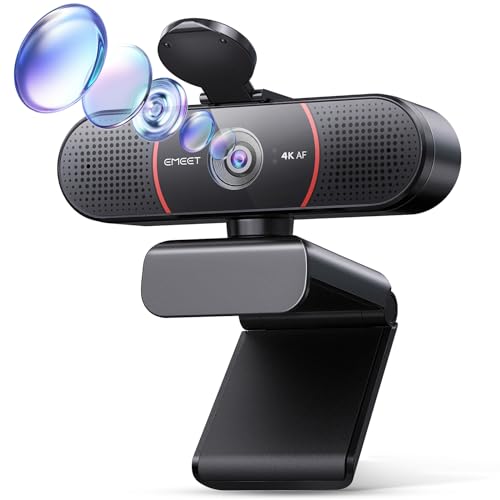 EMEET 4K Webcam für PC, C960 4K UHD Webcam mit Objektivabdeckung & Dual Mikrofon，66 ° Streaming Kamera mit Automatische Lichtkorrektur, Plug & Play Webcam, USB Webcam Ideal für Zoom/Skype von EMEET