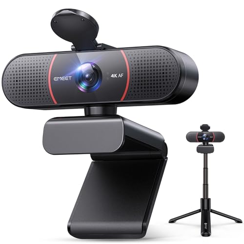 EMEET C960 4K Kit Webcam, UHD Webcam mit Objektivabdeckung & Dual Mikrofon, TOF Autofokus, 66 ° Streaming Kamera mit Automatische Lichtkorrektur, Webcam PC für Zoom/Skype/YouTube, Linux, Win10, Mac OS von EMEET