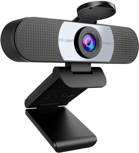 EMEET Full HD Webcam - C960 1080P Webcam mit Objektivabdeckung & Dual Mikrofon, 90 ° Streaming Kamera mit Automatische Lichtkorrektur, Plug & Play, für Linux, Win10, Mac OS von EMEET