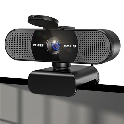 EMEET HD Webcam - C960 AF 1080P Webcam mit Objektivabdeckung & Dual Mikrofon, 360 ° Streaming Kamera mit PDAF Automatische Lichtkorrektur, Plug & Play, Webcam Ideal für Linux, Win10, Mac OS von EMEET