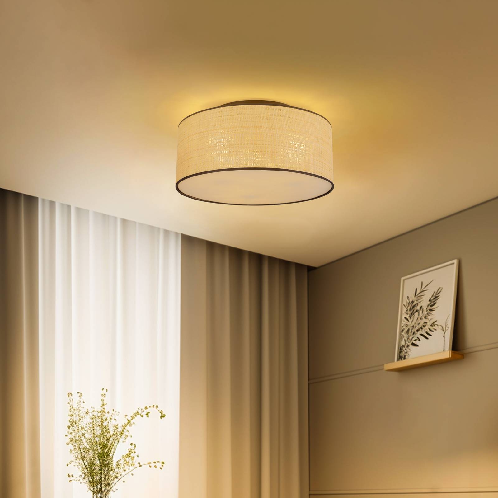 Deckenlampe Aston, Ø 50 cm, Rattanoptik Deckenlampe Aston, Ø 50 cm, Rattanoptik von EMIBIG LIGHTING