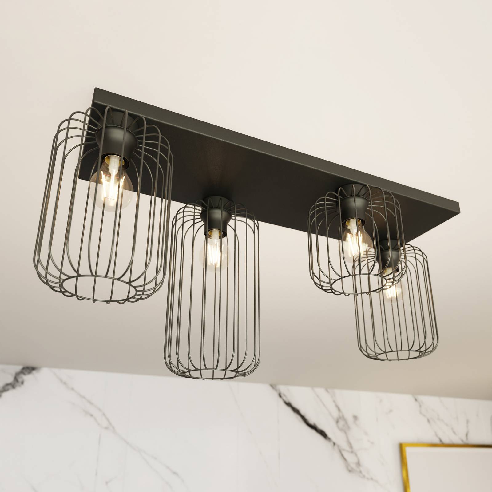 Deckenlampe Barn, 4-flammig, 83 cm, schwarz, Metall, E27 Deckenlampe Barn, 4-flammig, 83 cm, schwarz, Metall, E27 von EMIBIG LIGHTING
