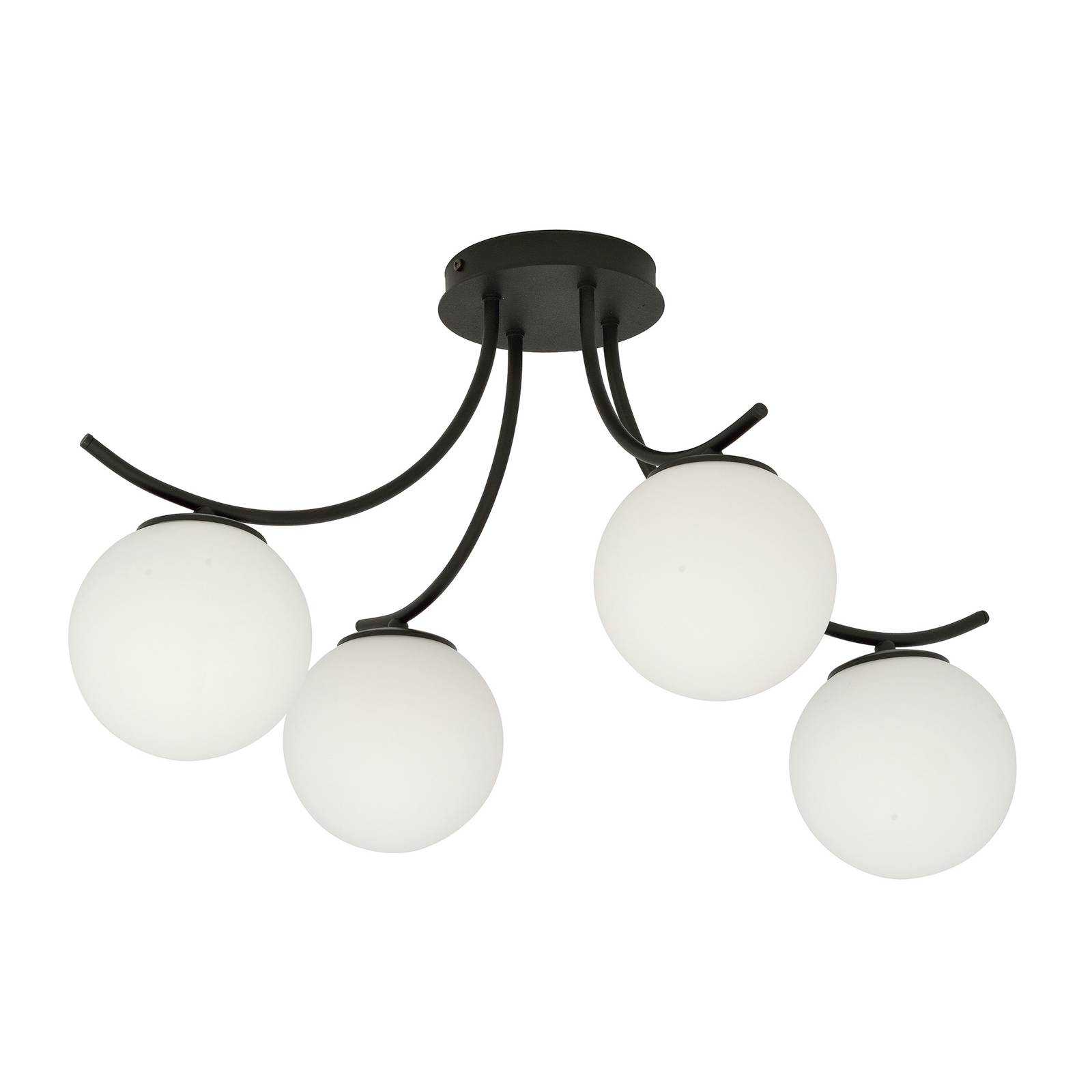 Deckenlampe Boston, schwarz/opal, 4-flammig von EMIBIG LIGHTING