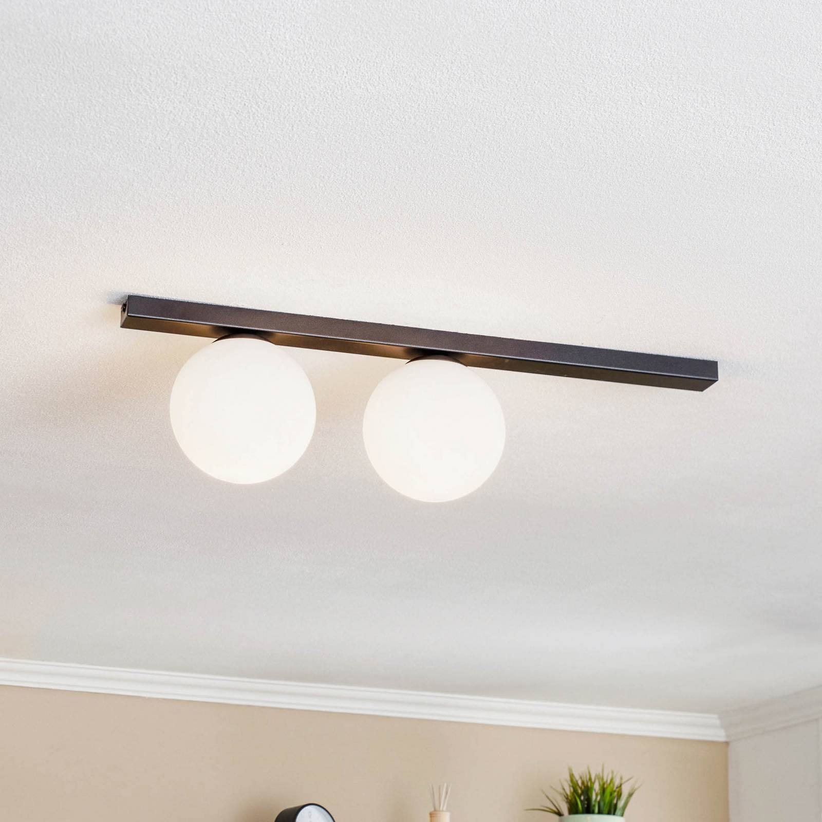 Deckenlampe Fit, schwarz/opal, zweiflammig Deckenlampe Fit, schwarz/opal, zweiflammig von EMIBIG LIGHTING