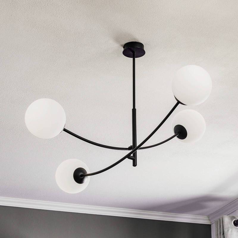 Deckenlampe Hunter, schwarz/opal, 4-flammig von EMIBIG LIGHTING